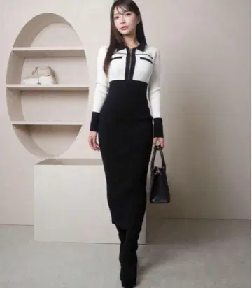 LIPSERVICE 립 프론트 ZIP 바이카라 니트 원피스