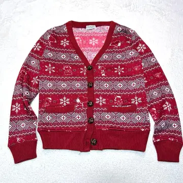 [ 새상품급 ] 스누피 peanuts 속기모 가디건 니트 노르딕 무늬