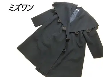 새상품급 미즈원 퍼 장식 여배우 카라 캐시미어 혼방 가운 코트 블랙