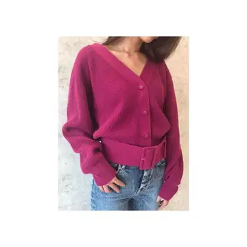 [ 새상품급 ] eimy istoire 벨트 포함 V넥 숏 가디건