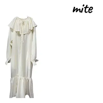 프릴 달린 화이트 롱 원피스, 세일러 옷깃, 루즈한 사이즈, 탈착식 옷깃