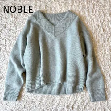 새상품급 노블 YAK 야크 와이드 V넥 니트 색스 블루 루즈핏
