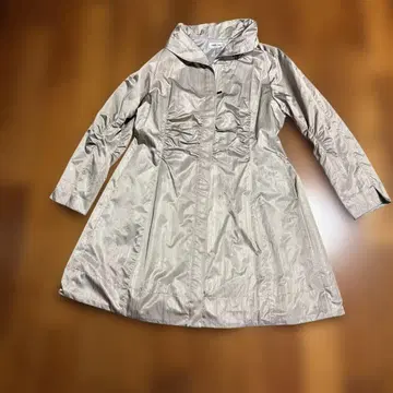 실버 롱 코트 허리 개더