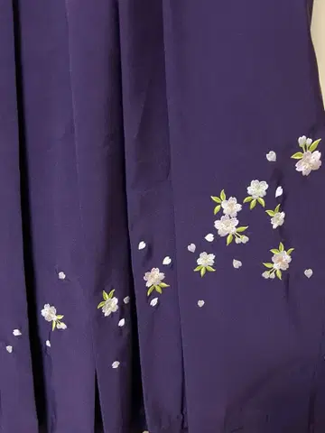 하카마 끈 아래 91cm 보라색 졸업식 자수