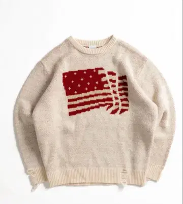 Wish for ever 데미지 플래그 니트 국기 니트