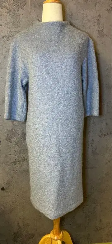 Deboncoer 라이트 블루 오부 소매 니트 원피스