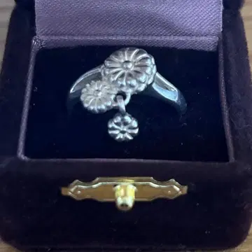 국화 모티브 실버 반지