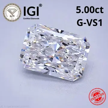 5.00ct G-VS1 라디언트 컷 랩그로운 다이아몬드