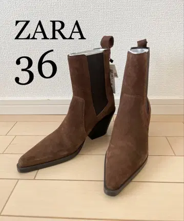 ZARA 컨트리 스타일 사이드 고어 숏부츠 리얼 가죽