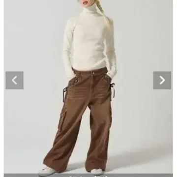 허리 리본 데님 팬츠 TINA: JOJUN 브라운