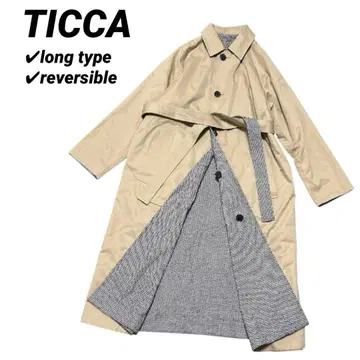 [레어] 새상품급 TICCA 리버서블 스텐 칼라 롱 코트 베이지