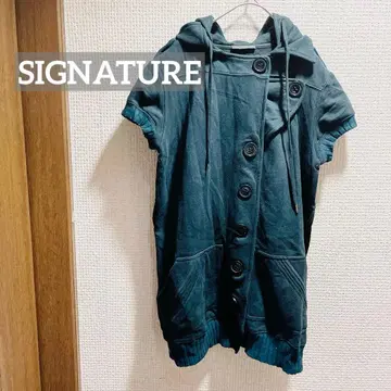 SIGNATURE 블랙 후드 부착 후드티 자켓 아우터