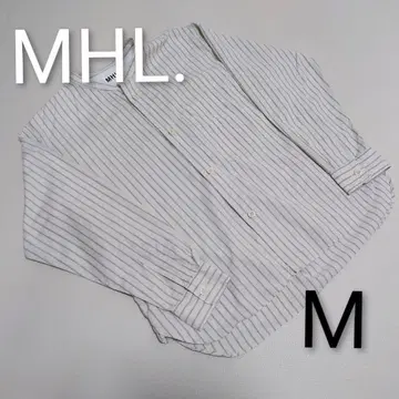 [ 새상품급 ] MHL. 스트라이프 셔츠 노카라 셔츠 화이트 M