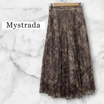mystrada 마이 스트라다 리프 플라워 플리츠 스커트 메쉬 34