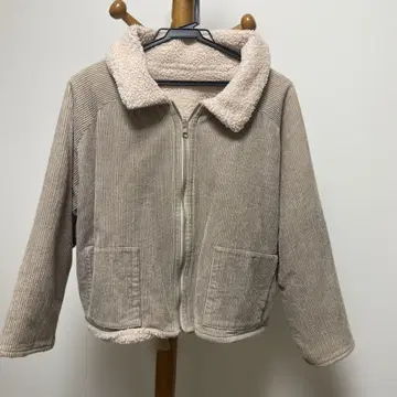 flower 베이지 코듀로이 리버서블 자켓