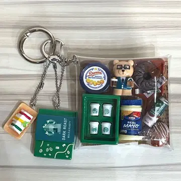 가챠 파우치 그린 블루 곰돌이 카페 디저트