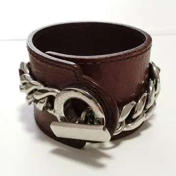 돌체앤가바나 가죽 체인 뱅글 브라운