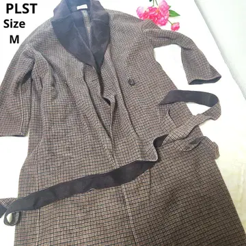 [ 오샤레 PLST ] 짙은 갈색 블랙 체크 코트 사이즈 M