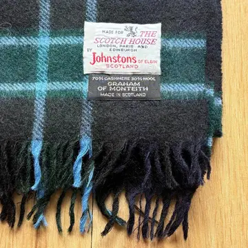 Johnstons 캐시미어 울 머플러 스톨 체크 무늬