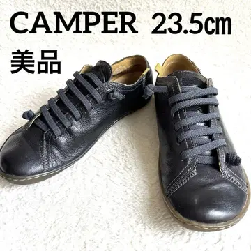 새상품급 캠퍼 페우카미 37 천연 가죽 플랫슈즈 슬립온 주름 가죽 블랙