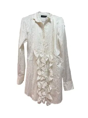 BLACK PEACH NOW 스트라이프 프릴 셔츠