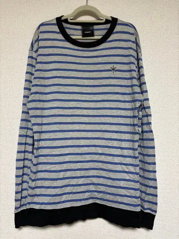 COOTIE 긴팔 티셔츠 그레이/파랑 스트라이프