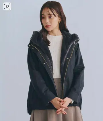 [발수] 3WAY 인조 모피 라이너 마운틴 후드티 블랙