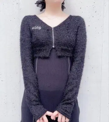 uLilly 블랙 크롭 가디건