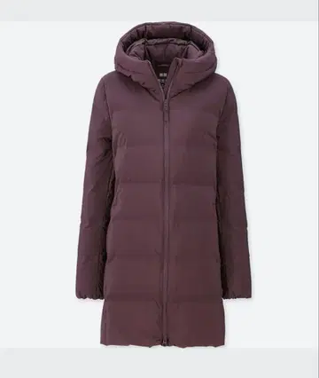 유니클로 심리스 다운 숏코트 와인색 L
