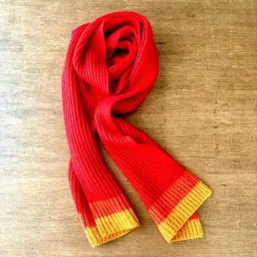 빨간색 리브 머플러 브랜드 불명 (택 참조)