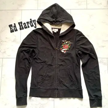 Ed Hardy 에드 하디 y2k 후드 부착 블랙 후드티 S