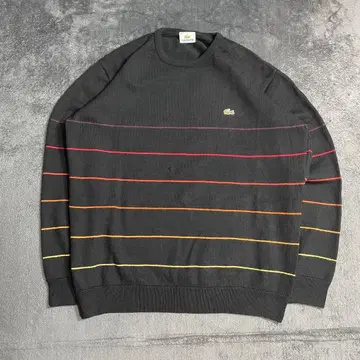 LACOSTE 라코스테 울 니트 스웨터 보더 블랙