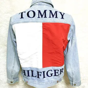 타미힐피거 데님 자켓 빅 로고 빅 플래그 백 로고