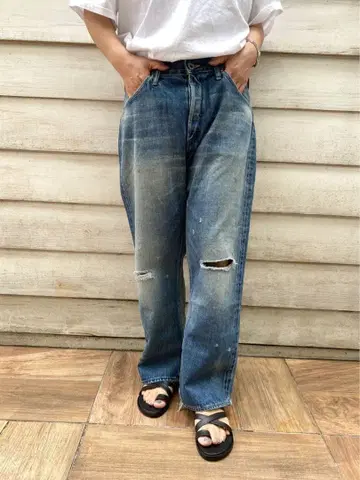 CHIMALA 데님 배기 컷 데미지 가공 데님 팬츠 26