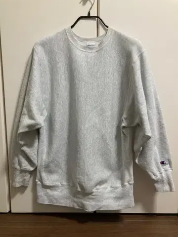 양품 90s Champion 리버스 위브 자수 택 무지 그레이 L
