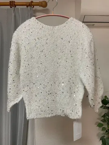 celford 화이트 라메 스팽글 니트 스웨터 멋스러운 상의