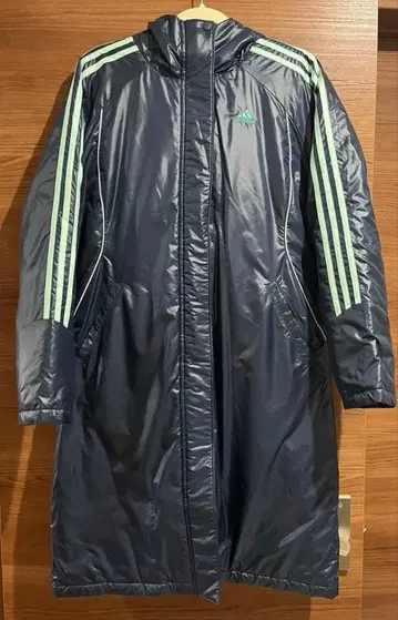 adidas 여성용 벤치 코트 롱 경량 네이비/민트