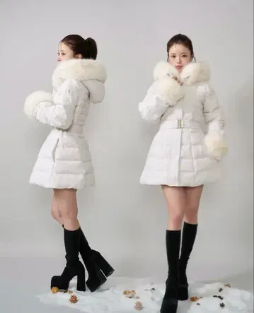 12월 발송 darich 레이디 미디 트위드 다운 코트 화이트 S