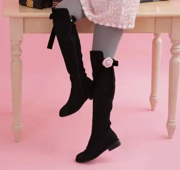 오늘 한정 가격 MAISON MARBLE 까멜리아 부착 롱 부츠