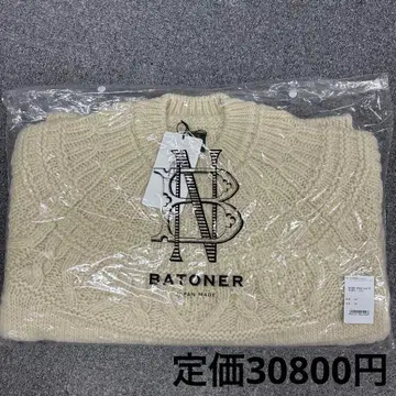 바토너 SPREAD ARAN CREW NECK KNIT ivory