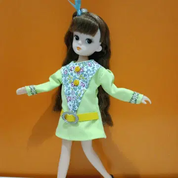 레트로 리카짱 라임 그린 원피스