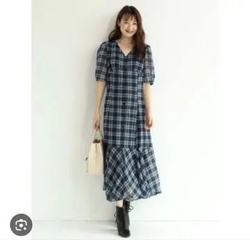 Mystrada 워셔블 에어리 체크 원피스