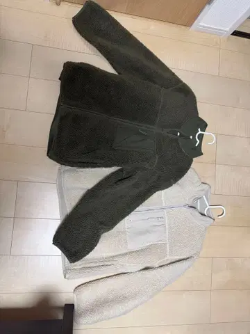 GU 플리스 자켓 올리브 그린 크림