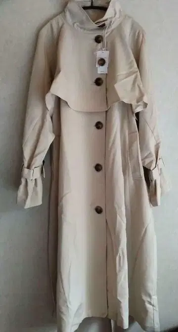 INGNI 베이지 프론트 버튼 롱 코트