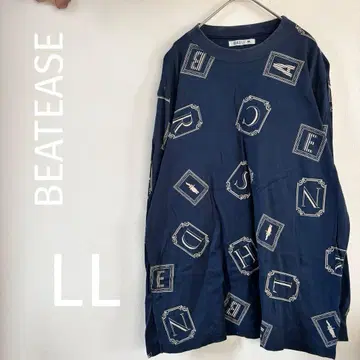 BEATEASE 와코루 LL 영문 프린트 긴팔T셔츠 네이비