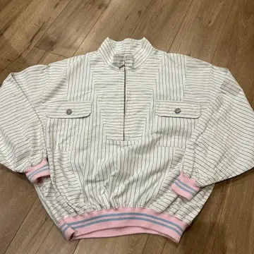 블루종 레트로 쇼와 보더 스트라이프 지퍼 YKK 구제 의류 일본제