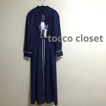 2WAY 보타이 리본 & 벨트 포함 바이컬러 원피스 토코 클로젯