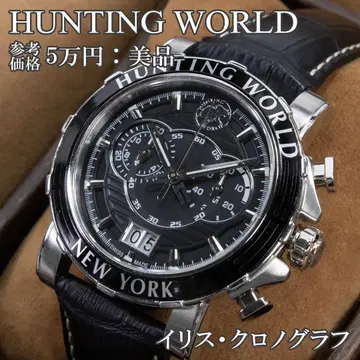 헌팅월드 손목시계 남성용 이리스 HW913BK 크로노그래프 로고