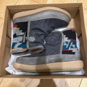 새상품 에스닉 패턴 숏부츠 그레이