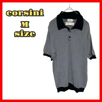 [corsini] M 사이즈 상당 남성용 보더 네이비 반팔 피케 셔츠